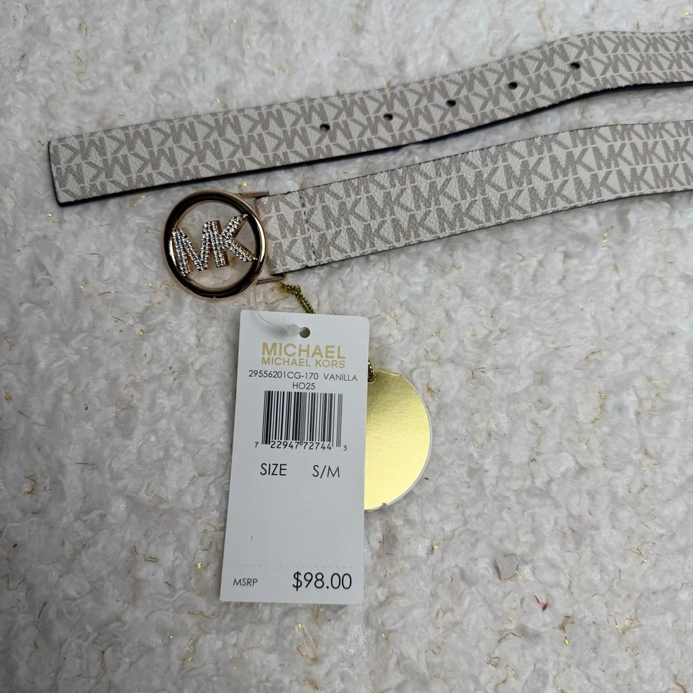 Michael Kors Cream MK Logo Belt size S/M